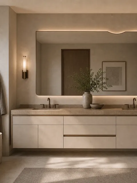 Suite de Baño y Tocador Alcove con Cinta de Espejo Esculpida