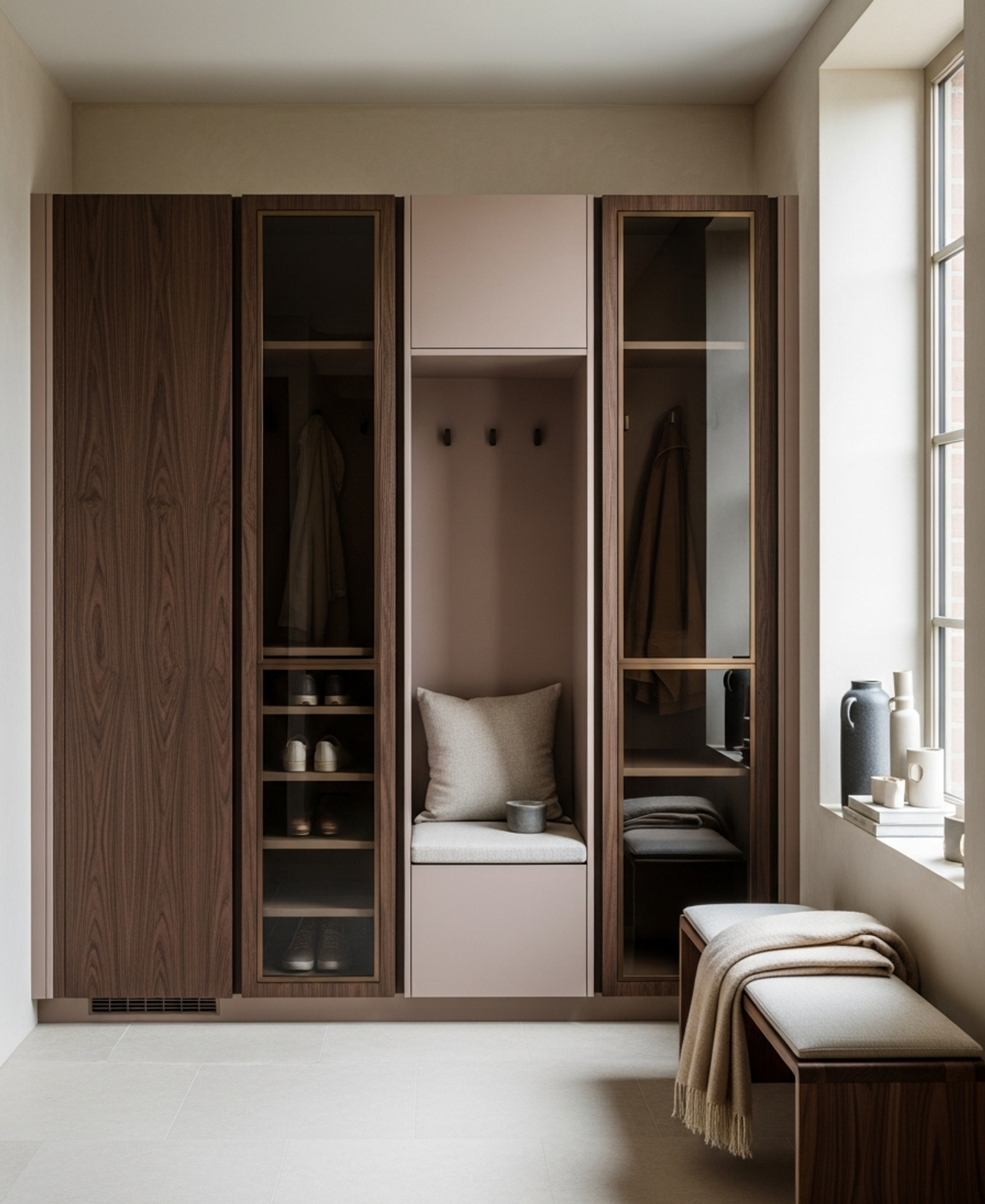 Fadior Archetype Entryway Console — 304 stainless steel entryway system, front view