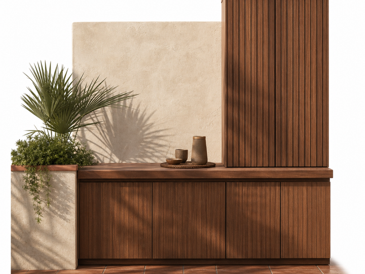 Fadior Dusk Balcony Suite with Mistline Coffee Perch — 304 stainless steel balcony system, front view
