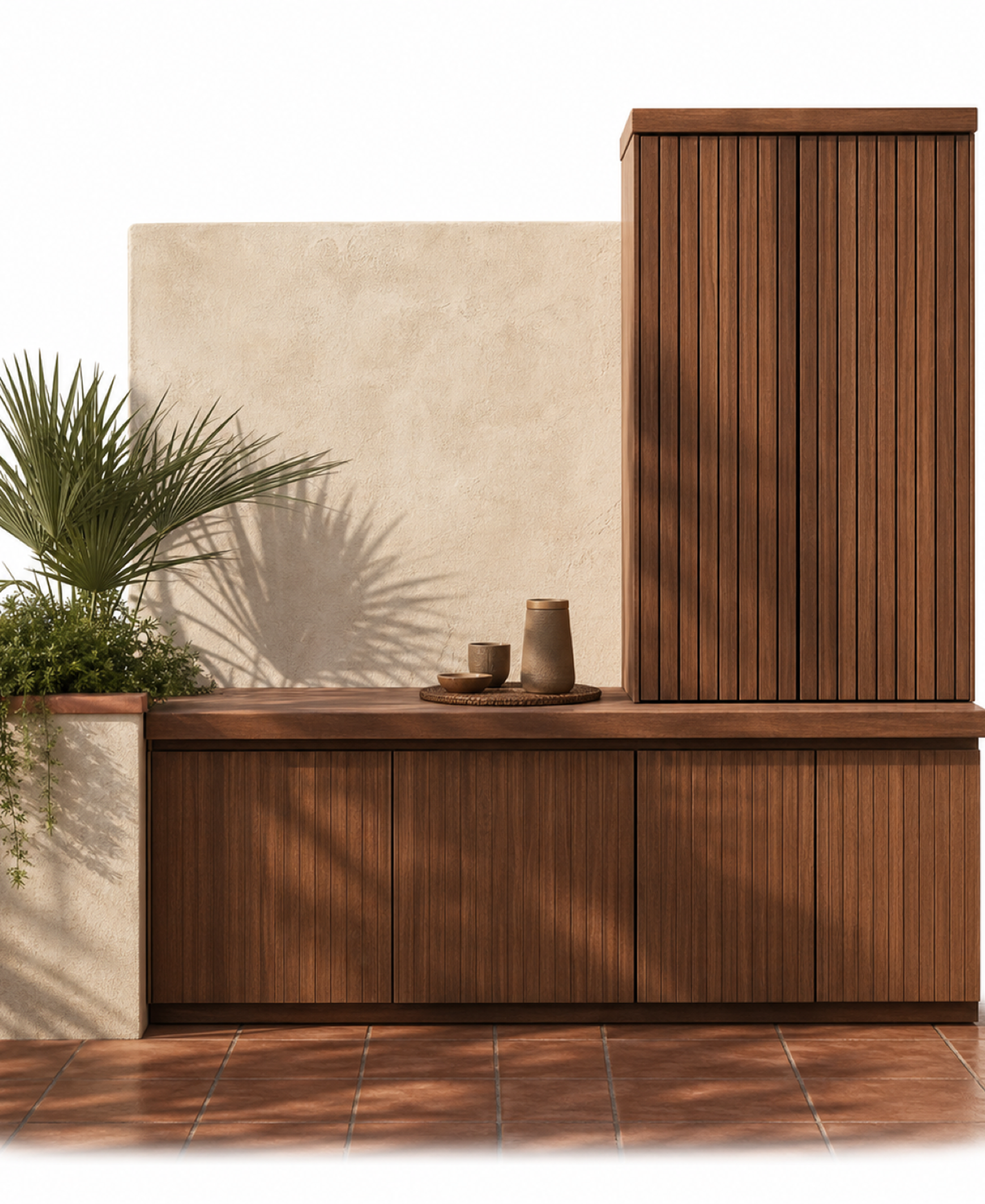 Fadior Dusk Balcony Suite with Mistline Coffee Perch — 304 stainless steel balcony system, front view