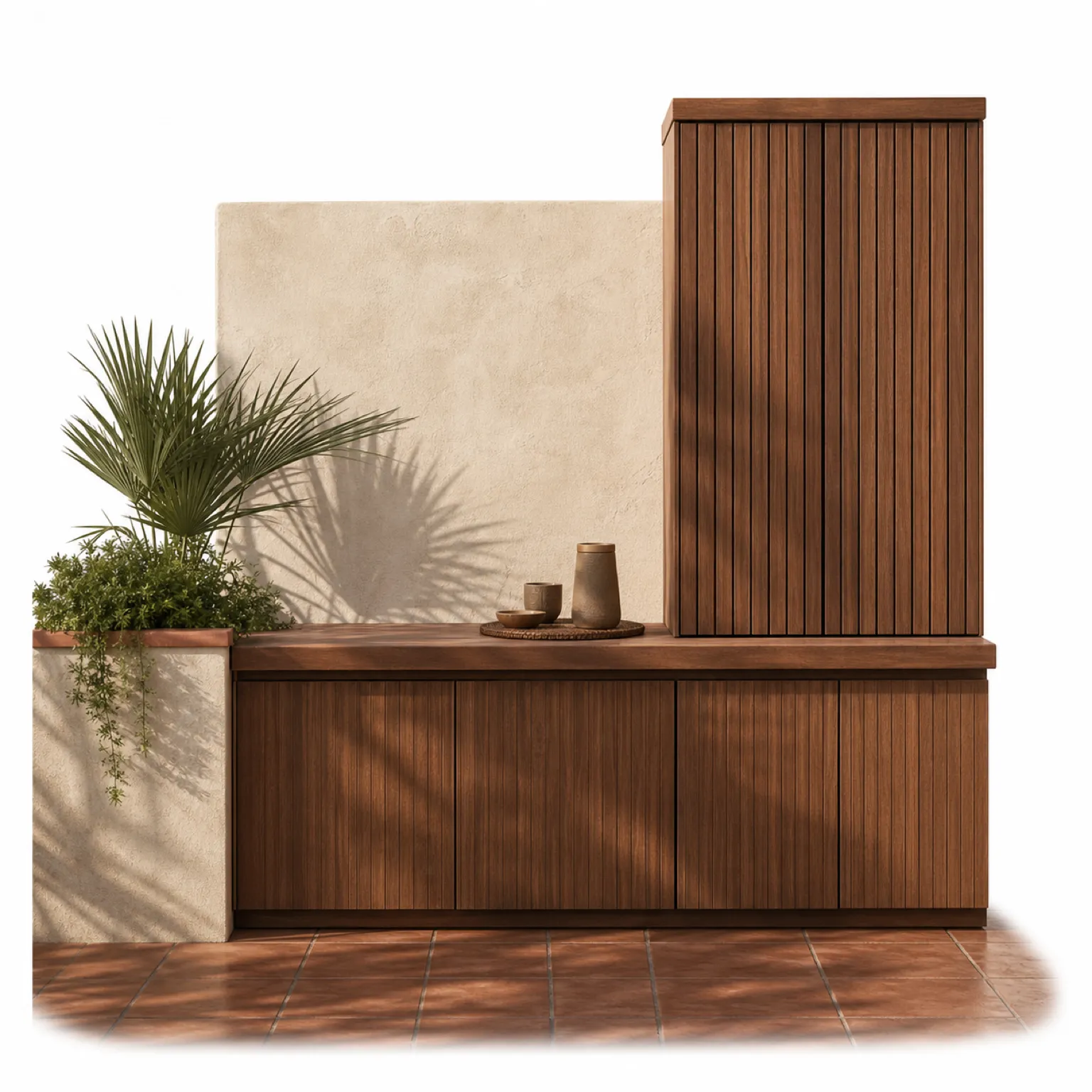 Fadior Dusk Balcony Suite with Mistline Coffee Perch — 304 stainless steel balcony system, front view
