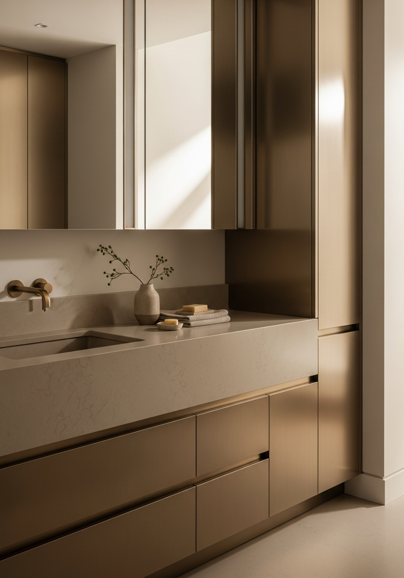 Fadior Toronto Yorkville Apartment — bathroom vanity with premium material integration