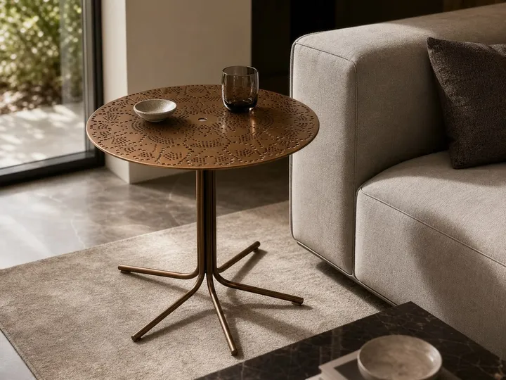 Mesa Auxiliar de Acero Inoxidable y Latón