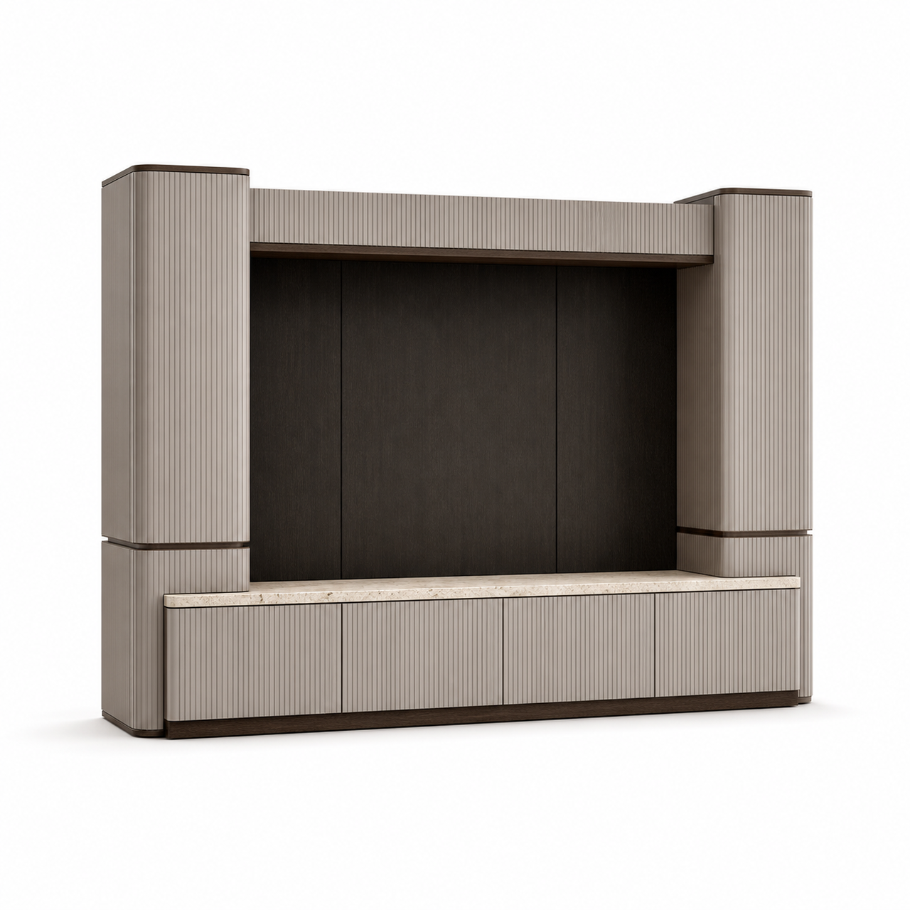Fadior Zenith Ribbed Audio Credenza Bridge — 304 stainless steel living room system, front view