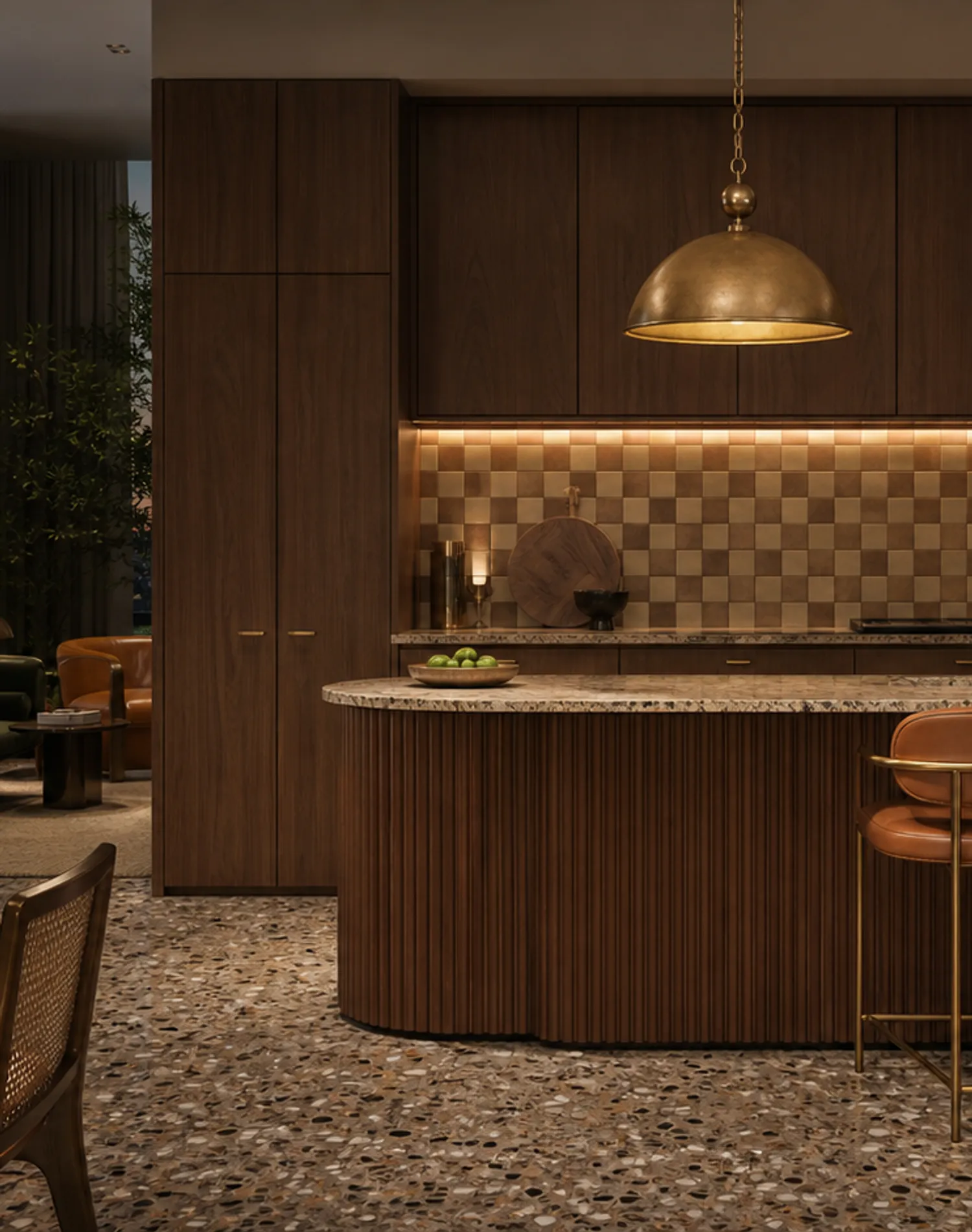 Fadior Meridian Kitchen Suite with Walnut Terrazzo Prep Bay — lifestyle setting with natural light and residential styling