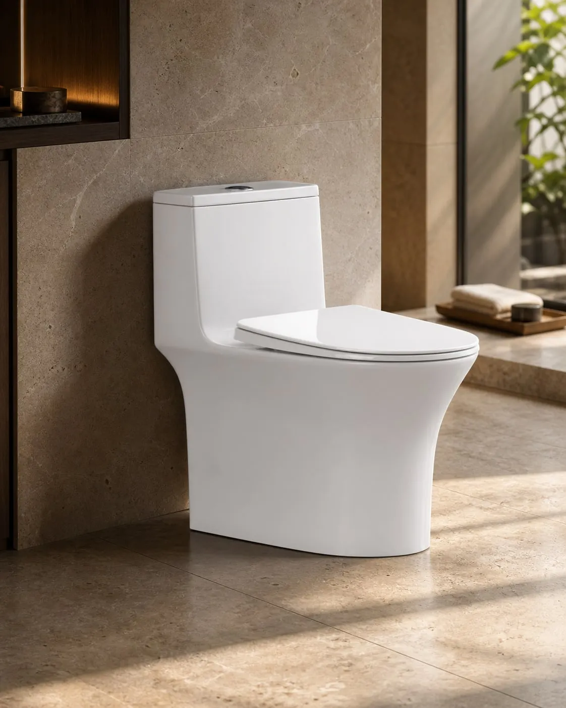 Square-Tank Siphonic One-Piece Toilet