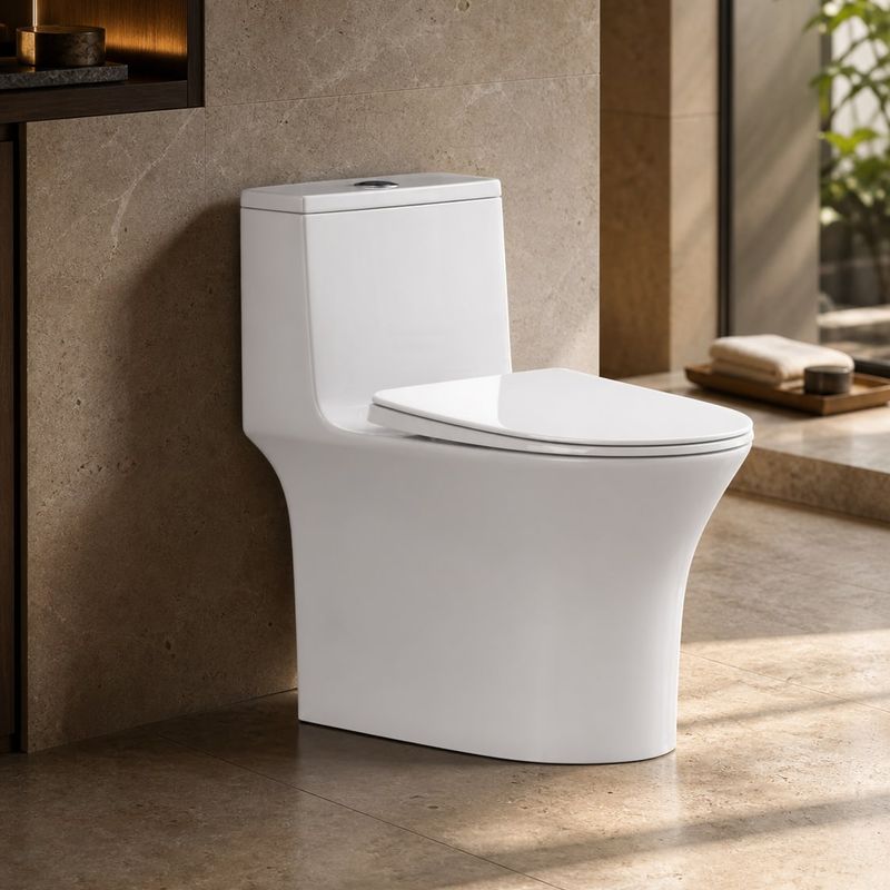 One-Piece Siphonic Toilet (TL-002) styled in a FADIOR HOME interior setting