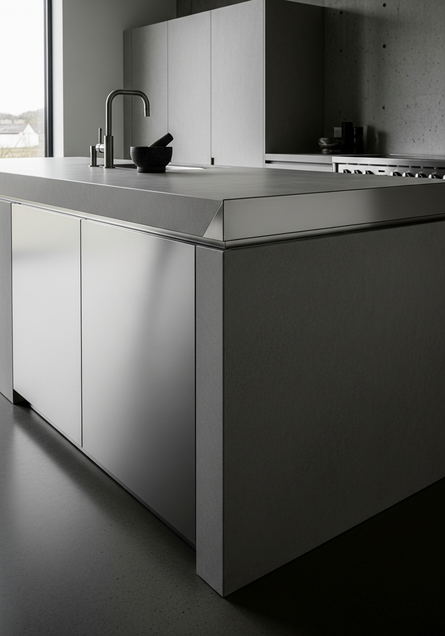 Fadior Pavilion Kitchen Suite — close-up of stainless steel finish and hardware detail