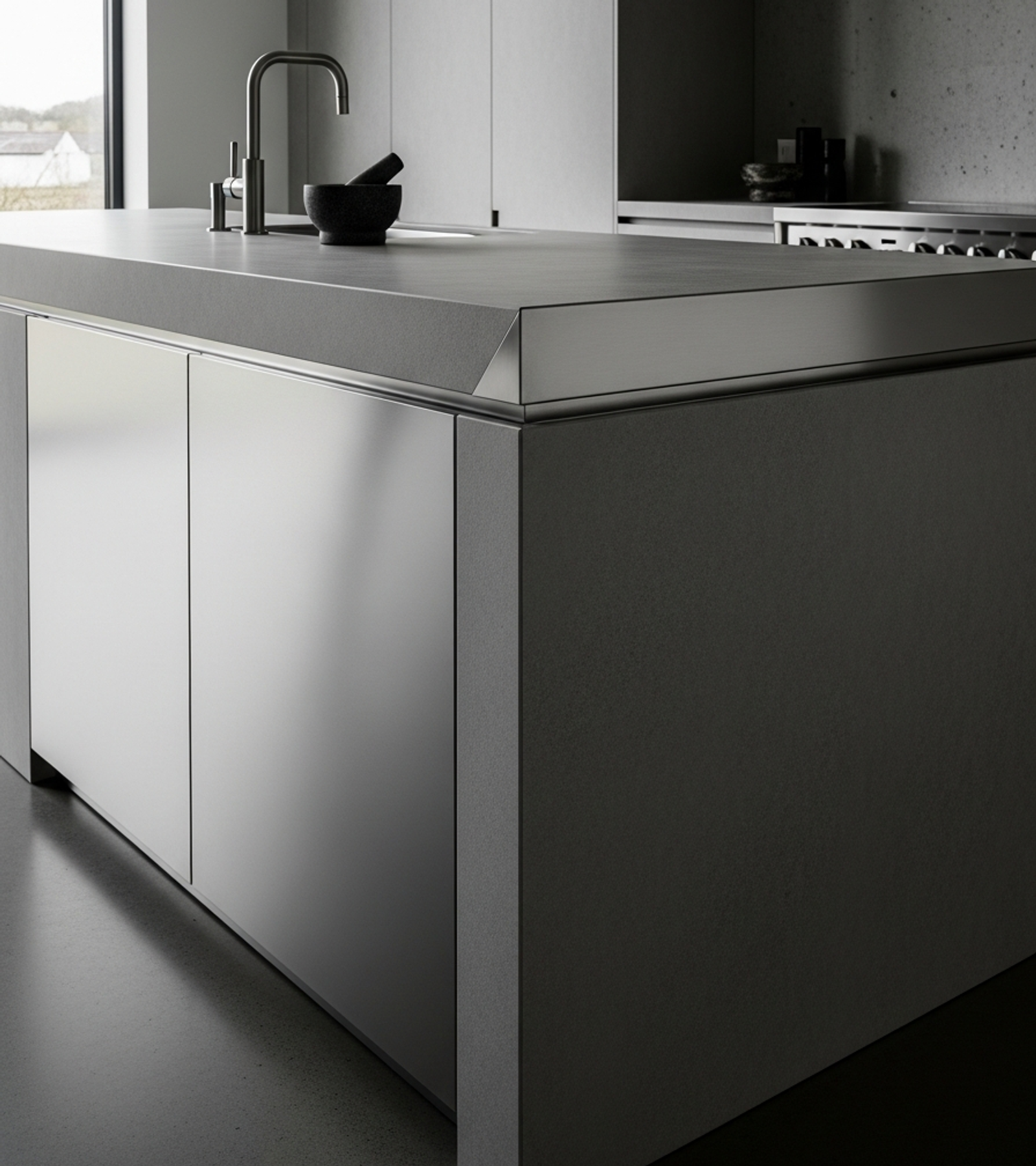Fadior Pavilion Kitchen Suite — close-up of stainless steel finish and hardware detail