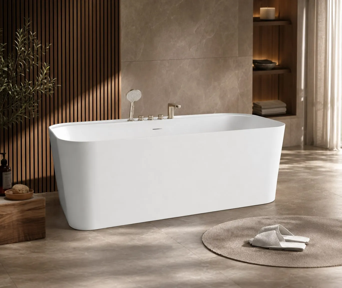 Deep-Soak Acrylic Freestanding Bathtub