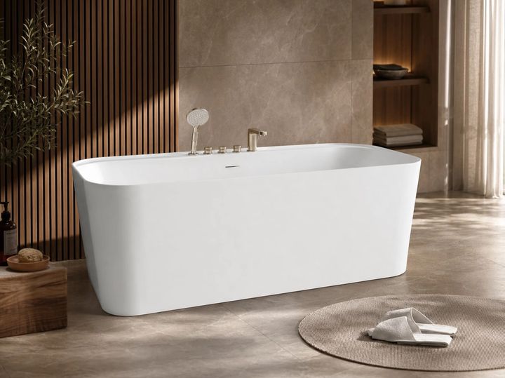 Freestanding Bathtub styled in a FADIOR HOME interior setting