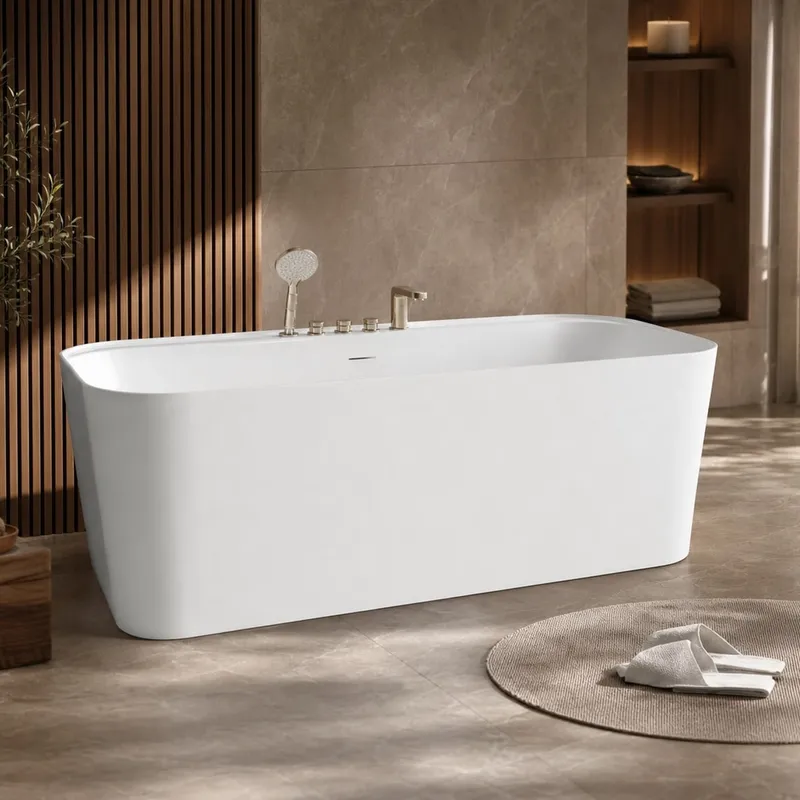 Deep-Soak Acrylic Freestanding Bathtub