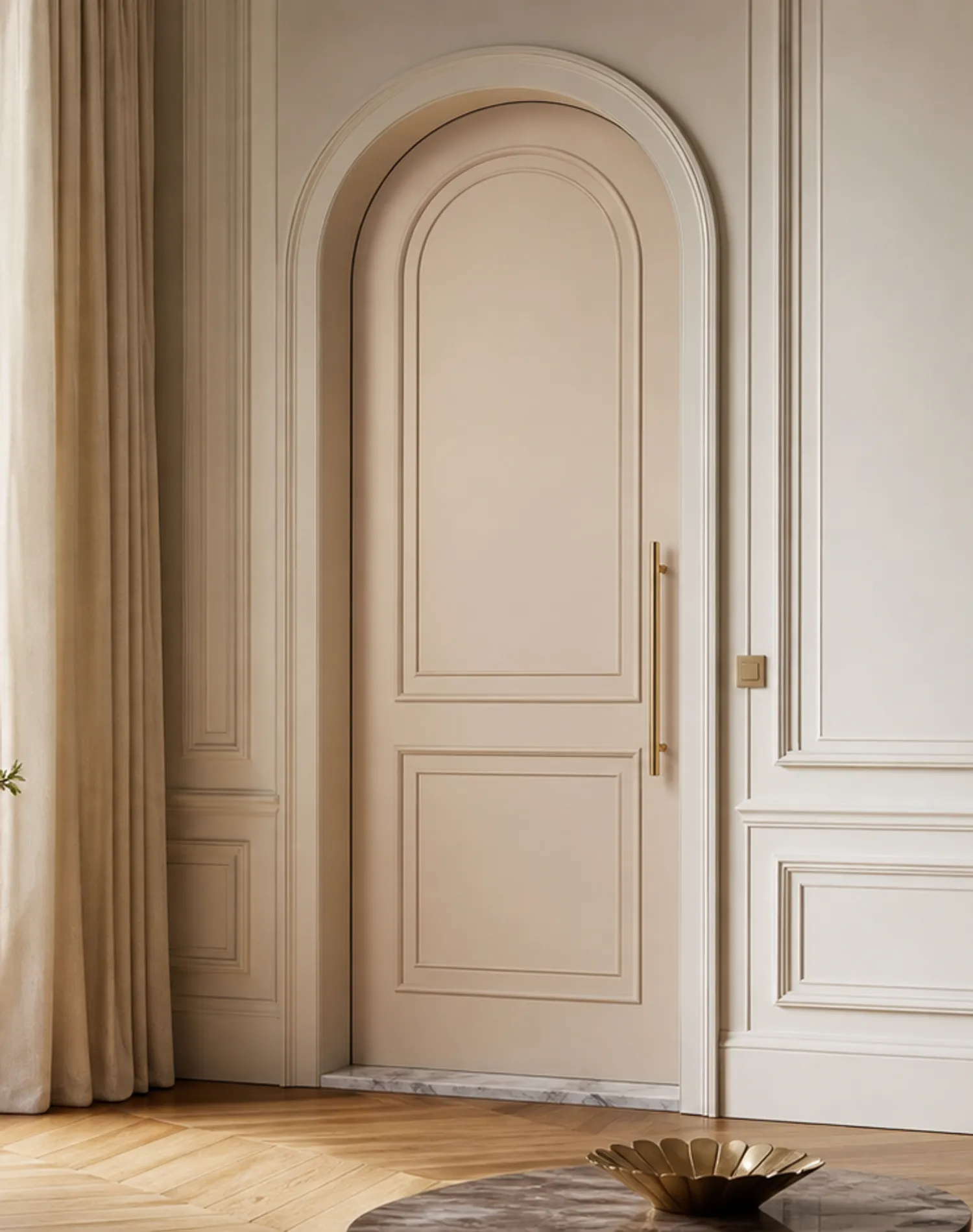 Suite de Puerta Interior Silhouette con Puerta de Paso Arqueada Boiserie estudio de adaptación