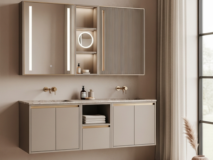 Fadior Acqua Bath and Vanity Suite — 304 stainless steel bath and vanity system, front view