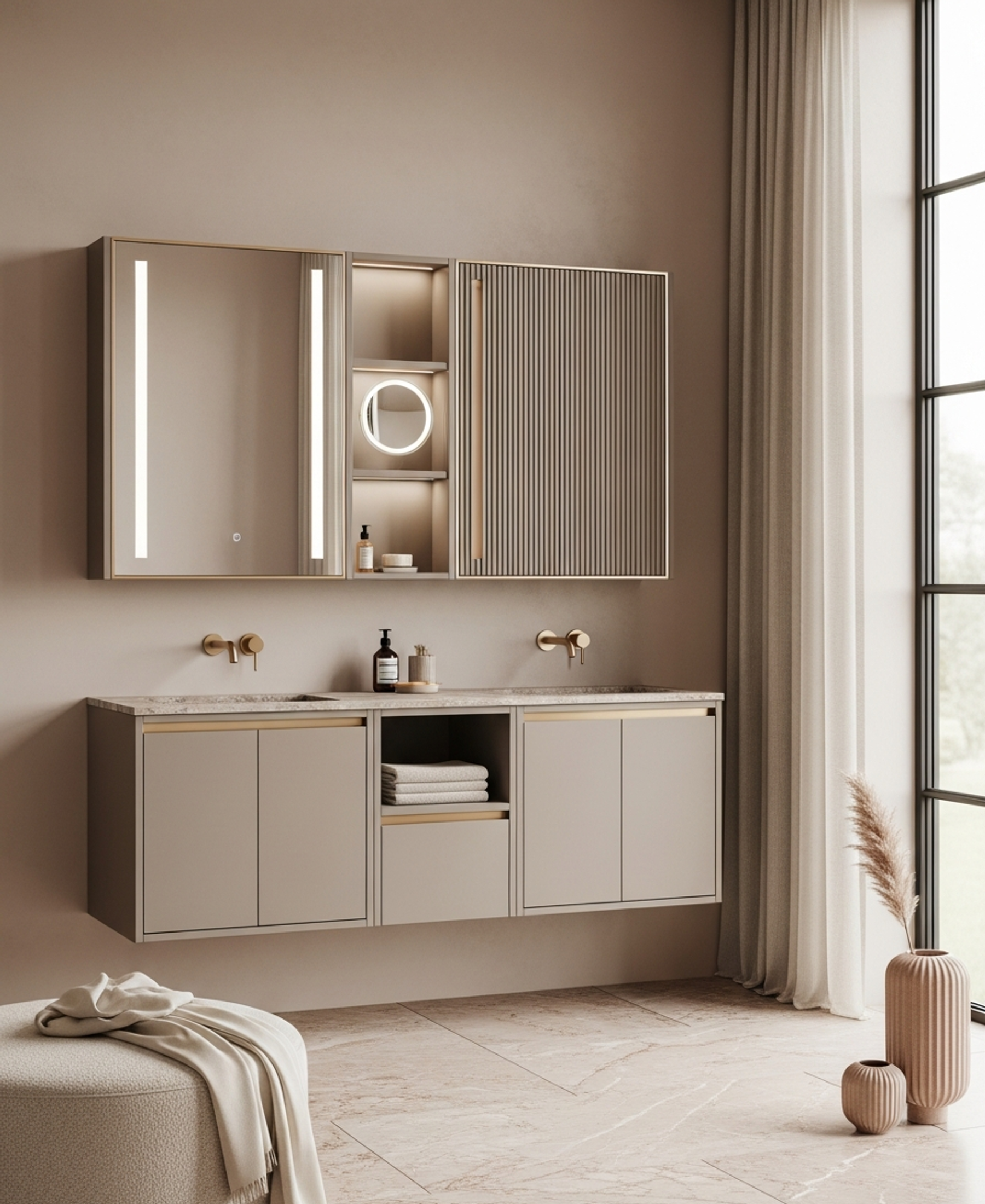 Fadior Acqua Bath and Vanity Suite — 304 stainless steel bath and vanity system, front view