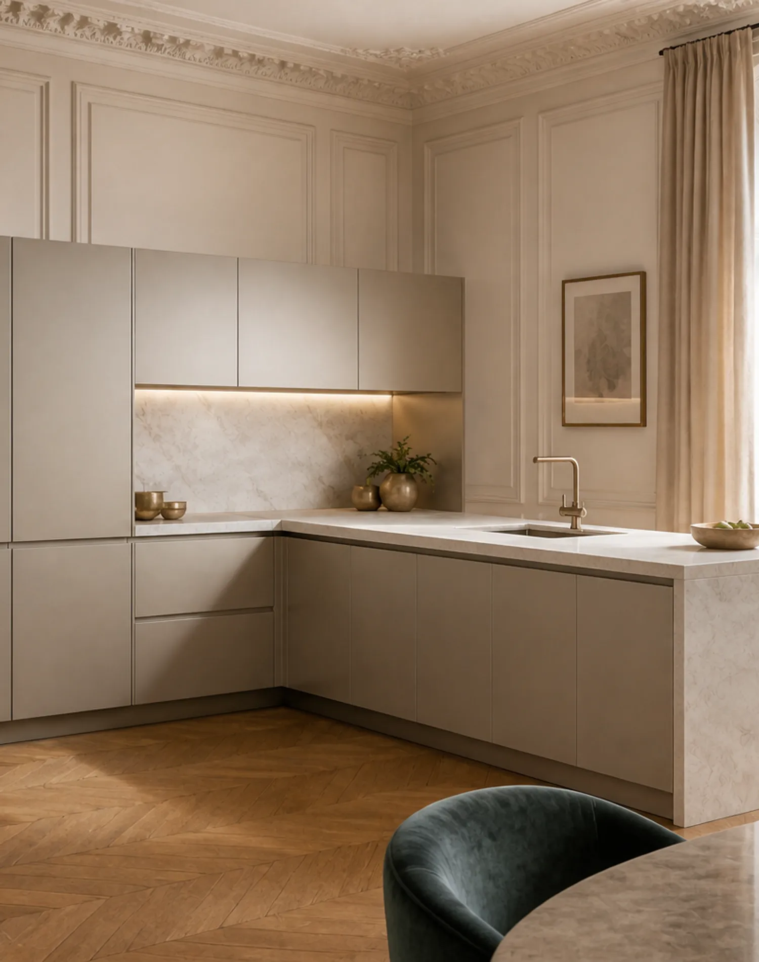 Suite de Cocina Continuum con Península de Champán en Azotea estudio de adaptación