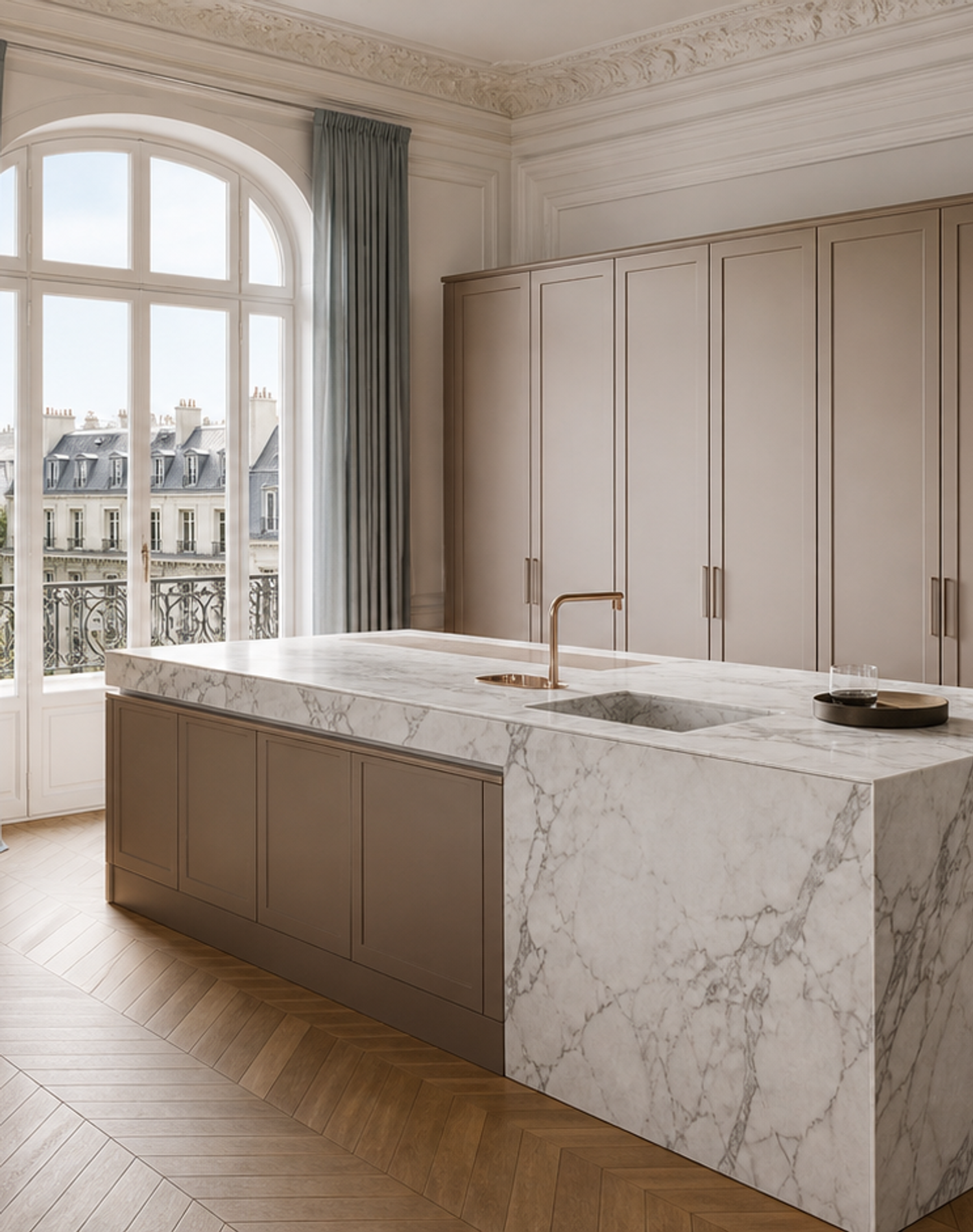 Fadior Terrena Kitchen Suite with Sunken Stone Rinse Ledge — lifestyle setting with natural light and residential styling