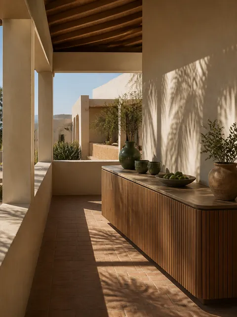 Fadior Dusk Sunset Gathering Ledge — 304 stainless steel balcony system, front view