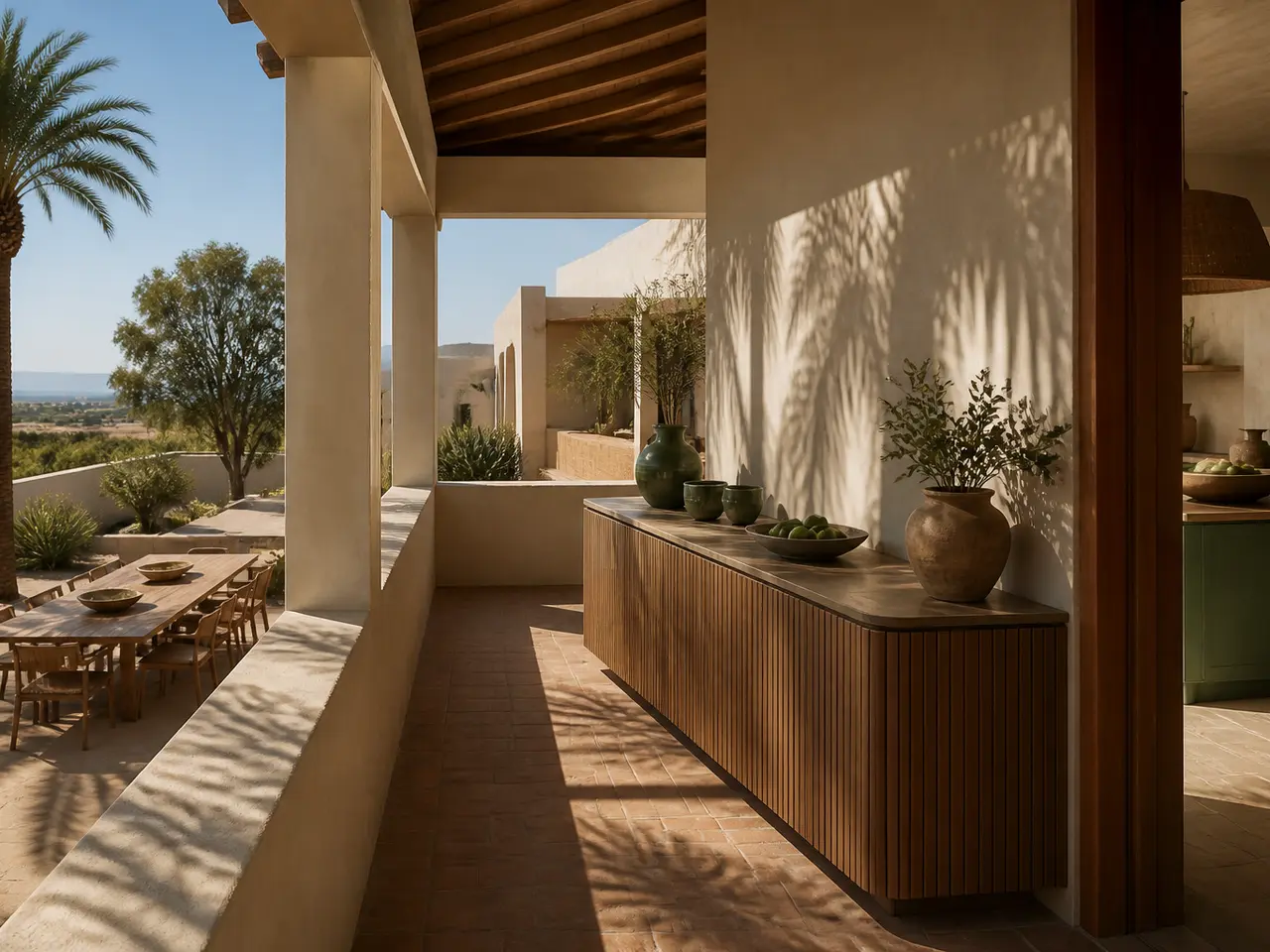 Fadior Dusk Sunset Gathering Ledge — 304 stainless steel balcony system, front view