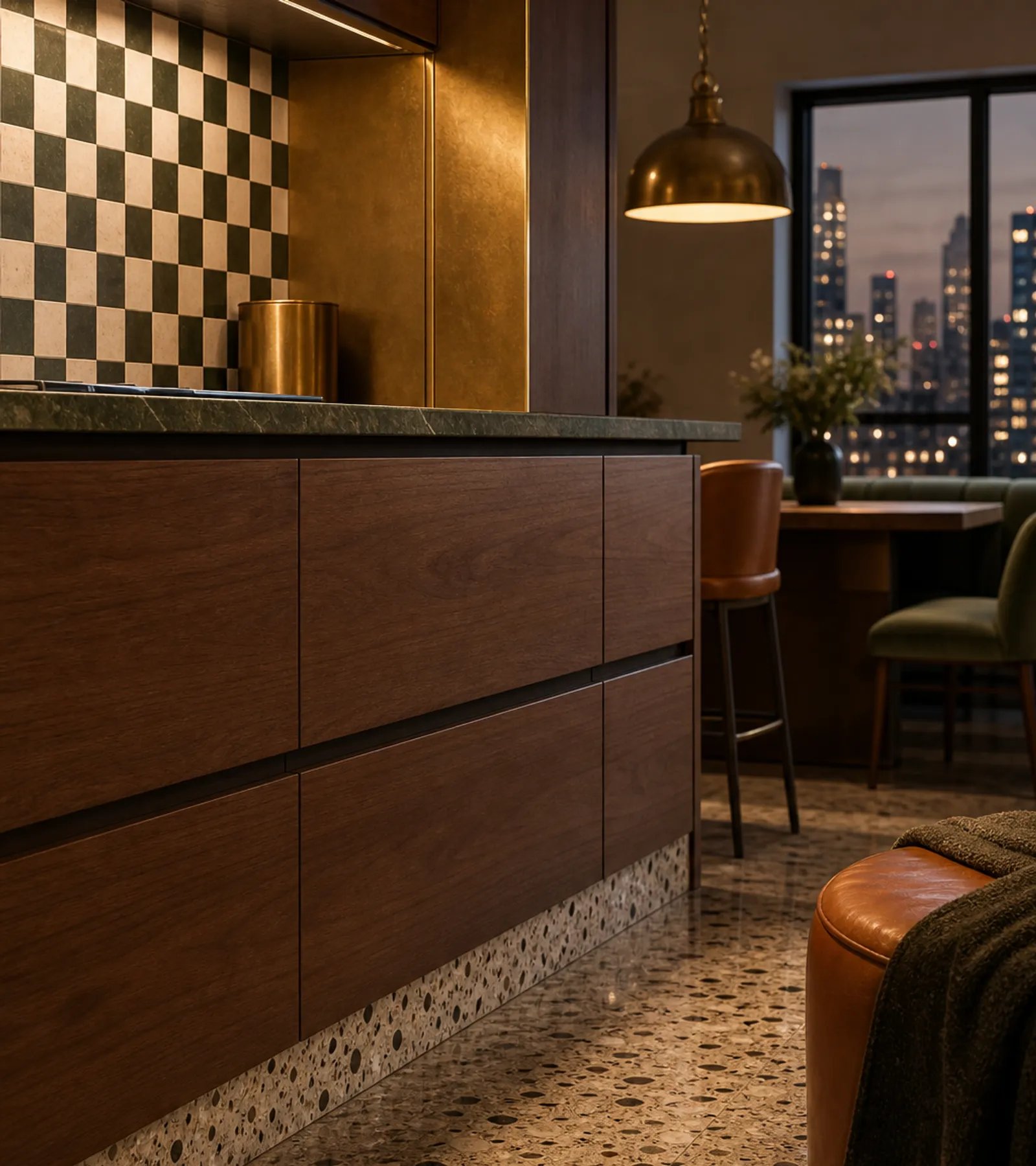 Suite de Cocina Riviera con Muro de Isla Modular Sin Tiradores acabado y detalle