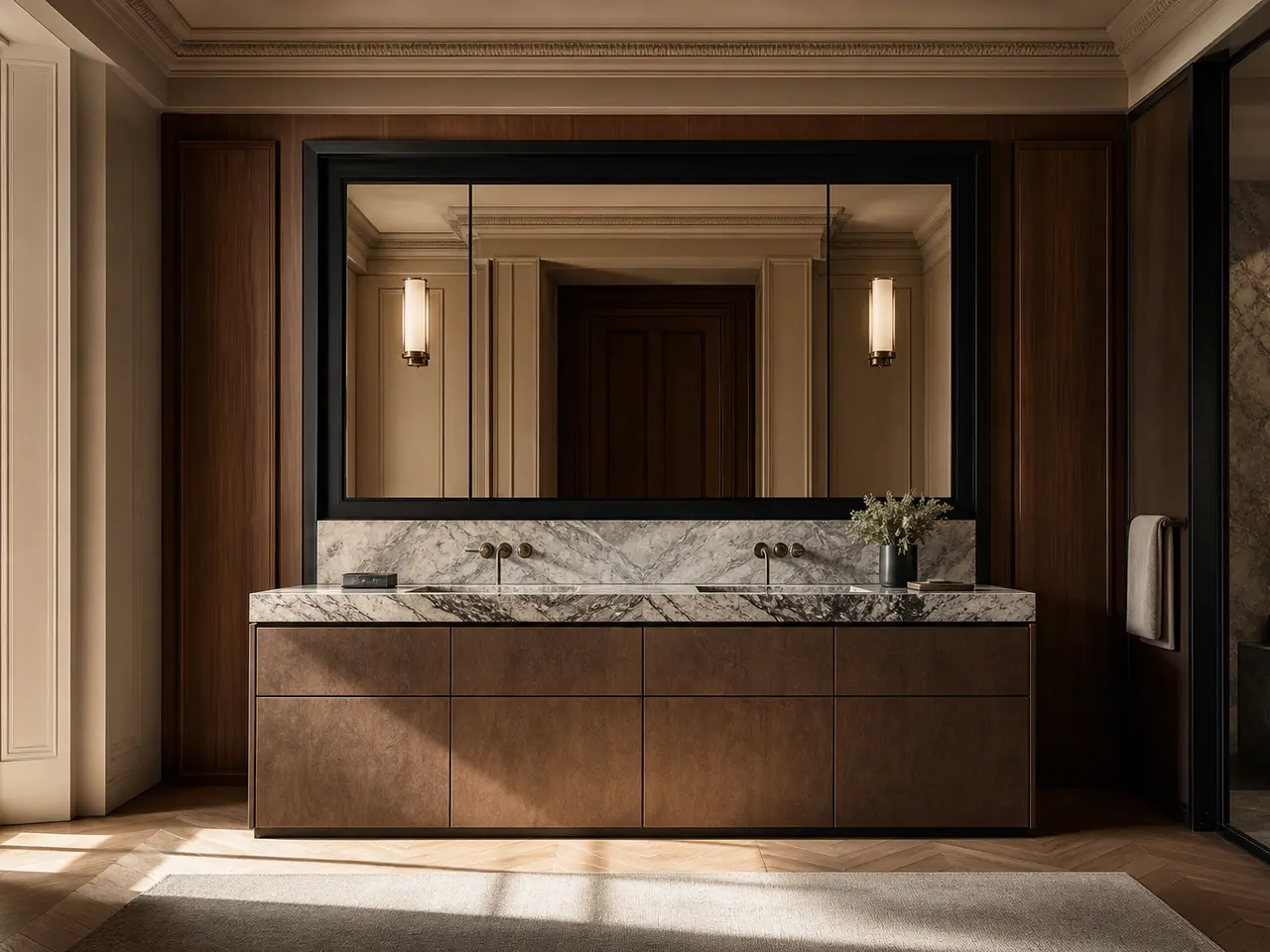 Fadior Voyage Bath Vanity Suite with Sanctuary Mixer Wash Terrace - waterproof 304 stainless steel bath vanity with mirror storage, moisture-resistant finishes, and grooming storage