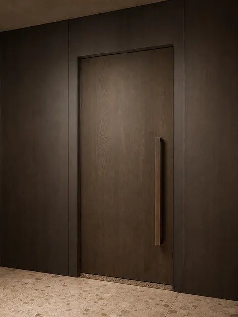 Puerta Interior Silhouette con Secuencia de Pivote de Umbral de Bronce