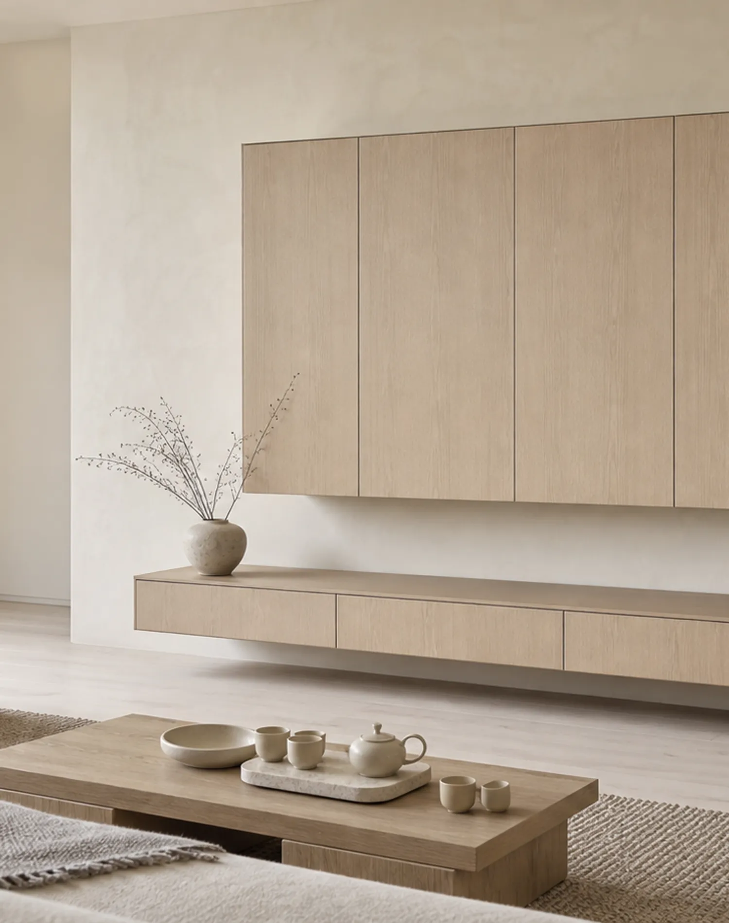 Fadior Galleria Living Room Suite with Floating Tea Console — lifestyle setting with natural light and residential styling