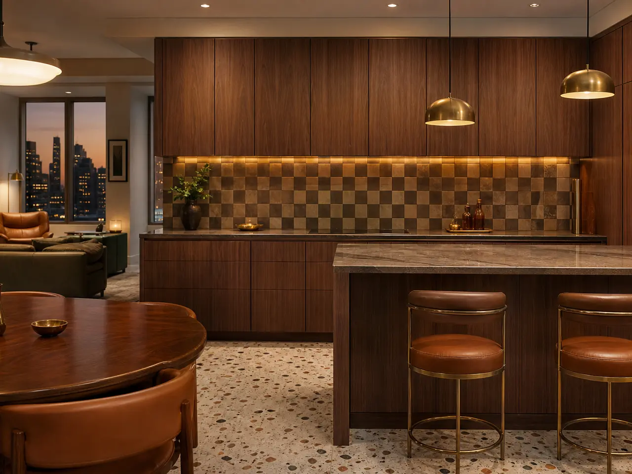 Fadior Forge Kitchen Suite with Walnut Checkerboard Prep Wall - custom 304 stainless steel kitchen cabinetry with residential finishes, storage planning, and daily workflow