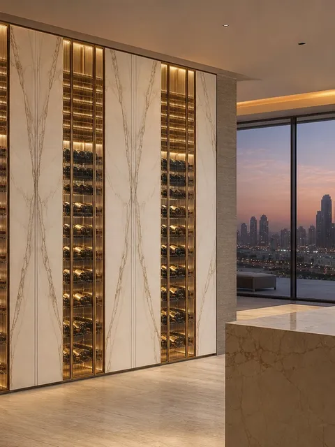 Suite de Armario de Vinos Cru con Espina Estriada para Botellas