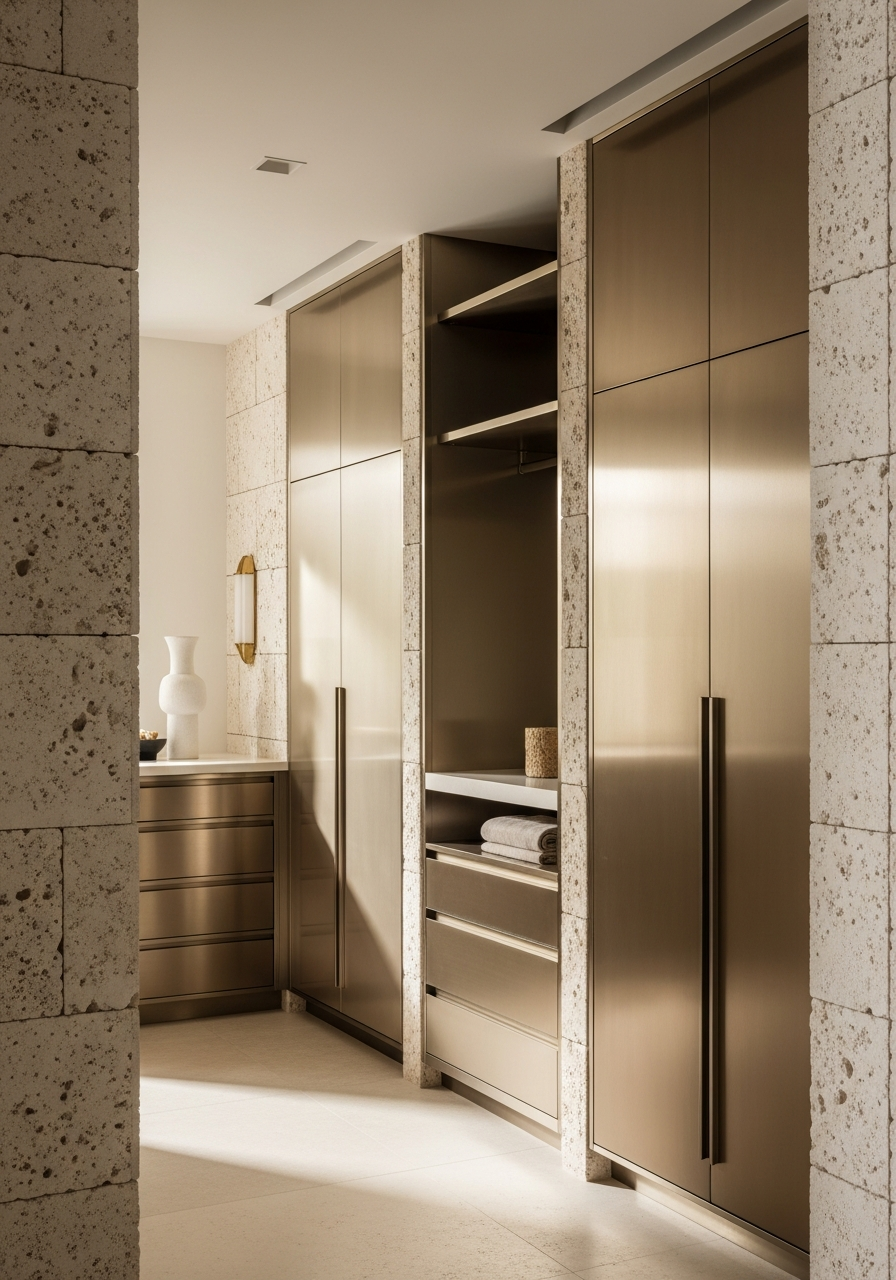Fadior Miami Bayfront Villa — master wardrobe with stainless steel system