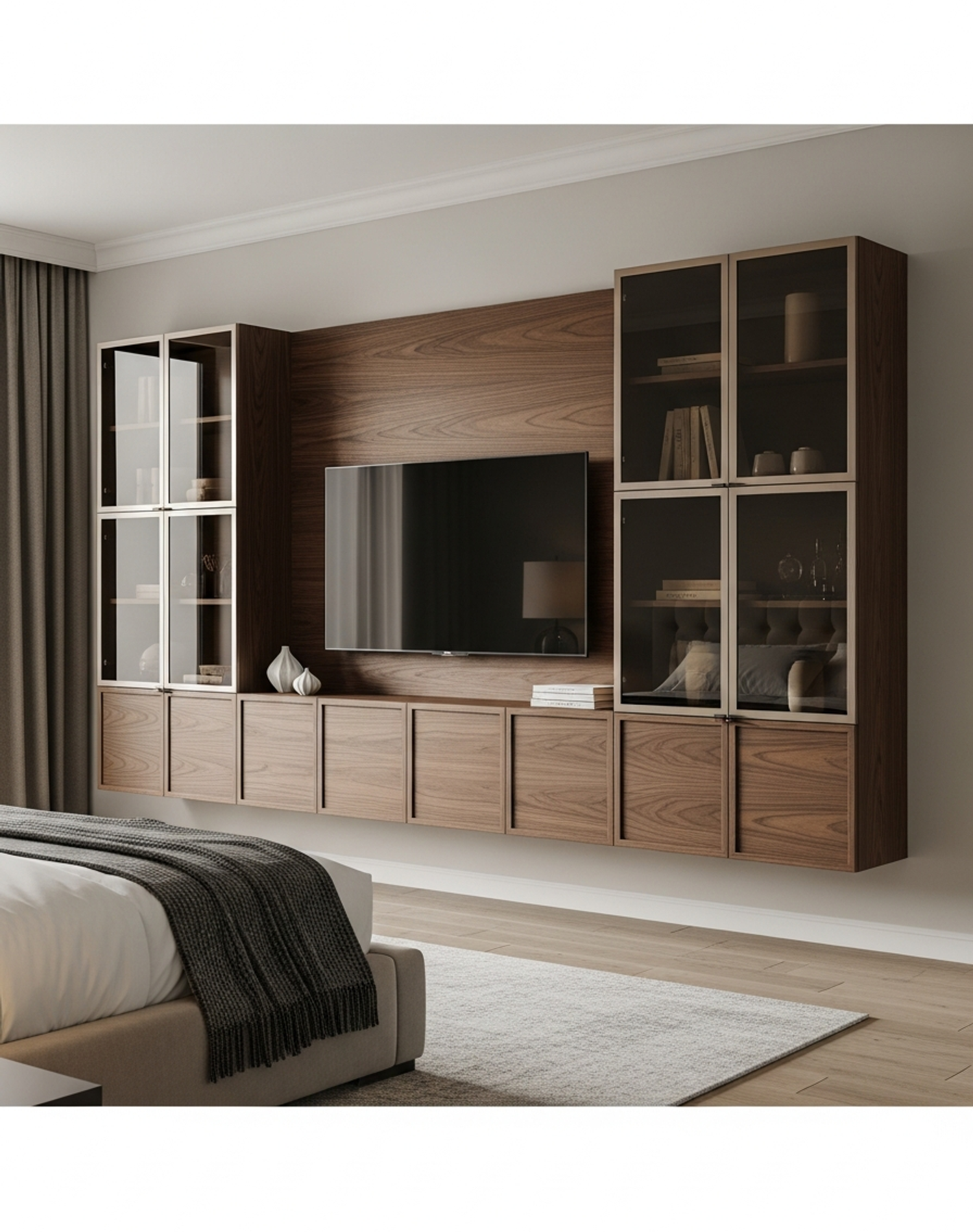 Fadior Essence Media Console — interior room context showing cabinet integration