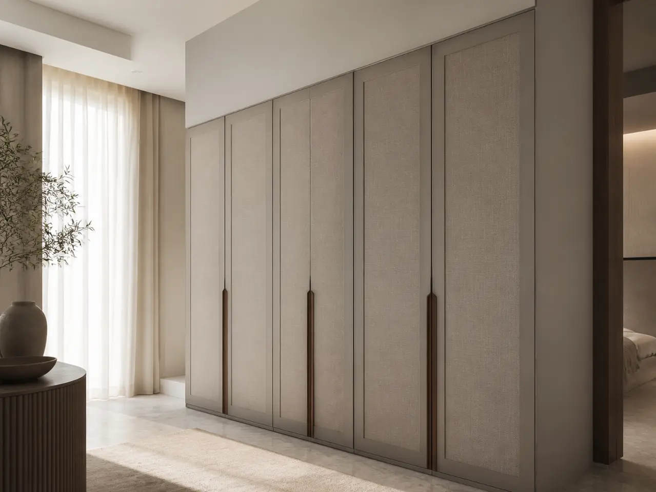 Fadior Radiance Shadowline Arrival Corridor Wardrobe — 304 stainless steel wardrobe system, front view