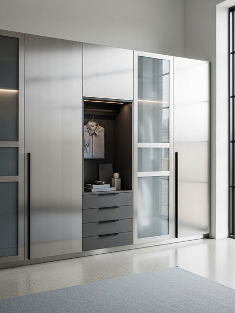 Fadior Brera Wardrobe Suite — 304 stainless steel wardrobe system, front view