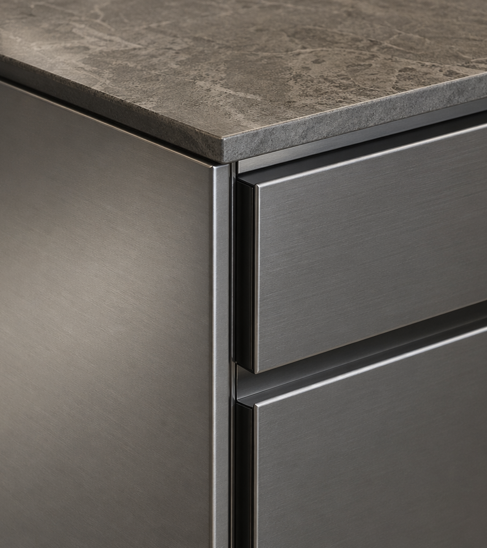 Fadior Abyss Kitchen Suite — close-up of stainless steel finish and hardware detail