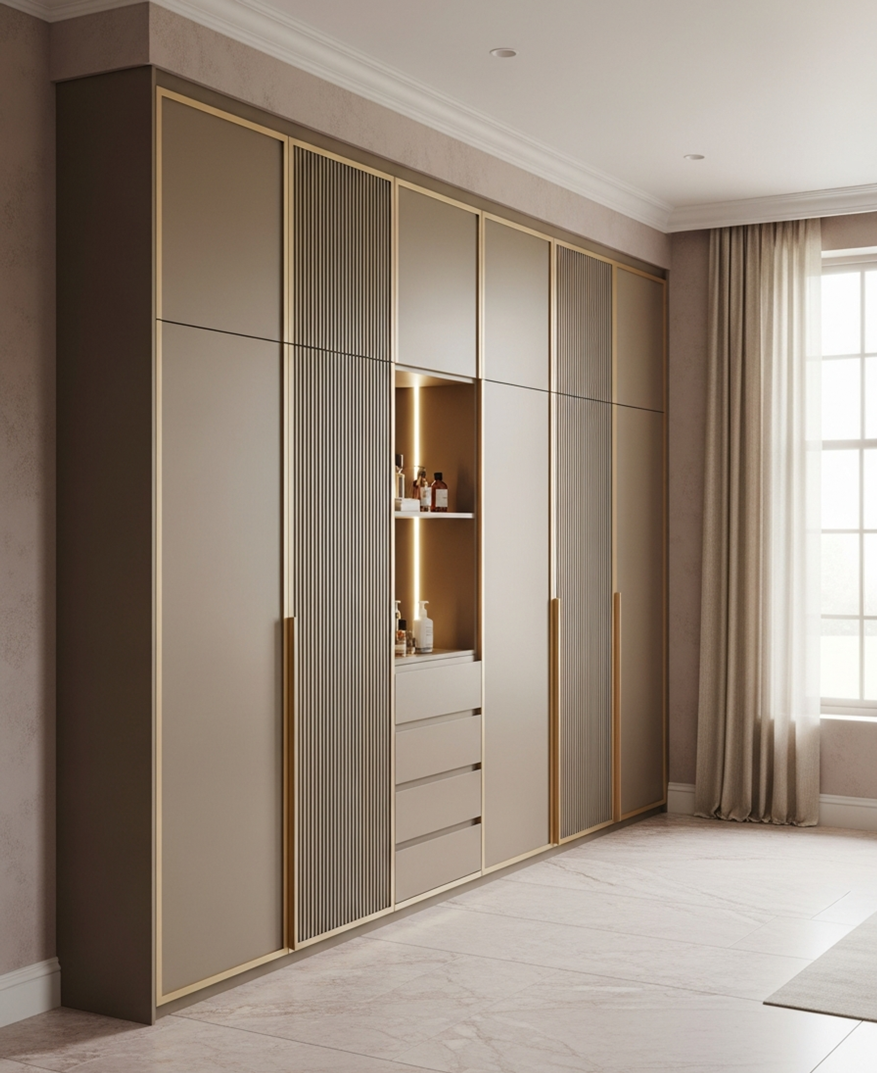 Fadior Onyx Wardrobe Suite — 304 stainless steel wardrobe system, front view