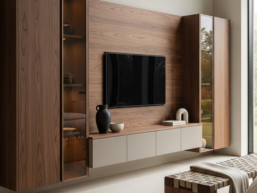 Fadior Essence Media Console — 304 stainless steel living room system, front view