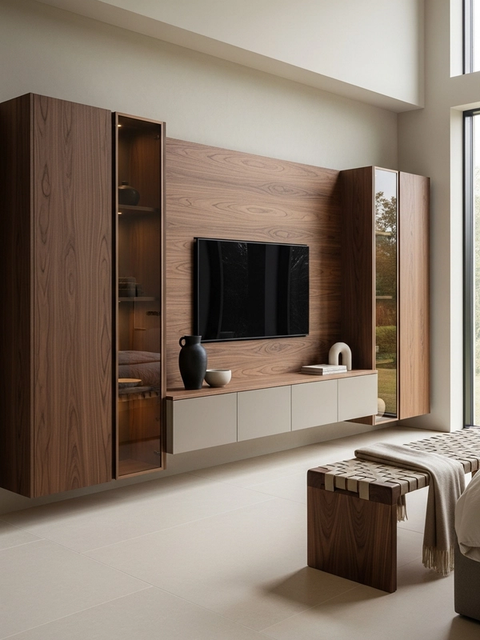 Fadior Essence Media Console — 304 stainless steel living room system, front view