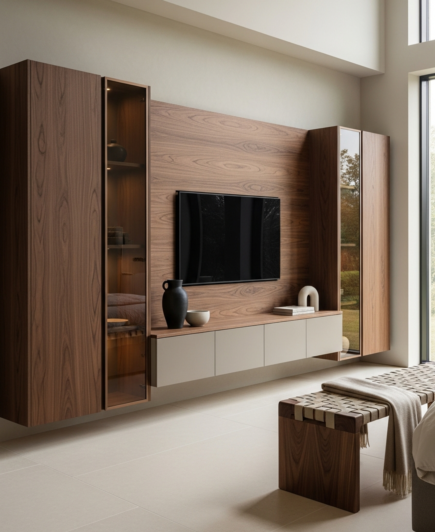 Fadior Essence Media Console — 304 stainless steel living room system, front view