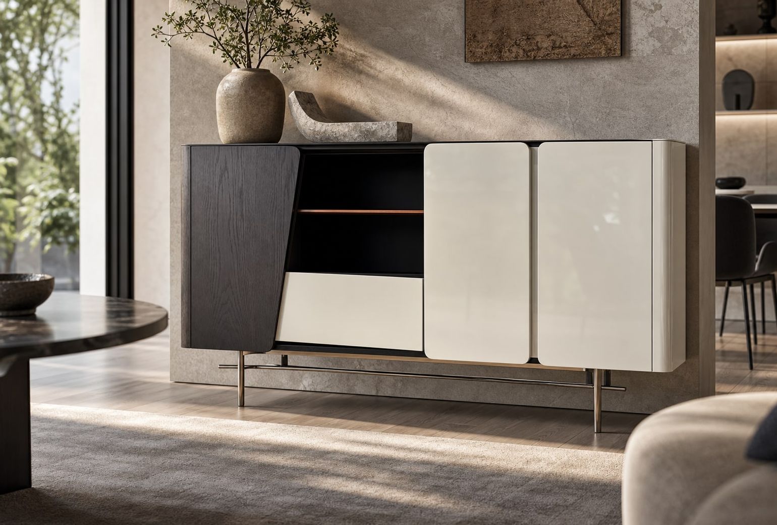 Stone-Top Sideboard (Lacquer finish) styled in a FADIOR HOME interior setting