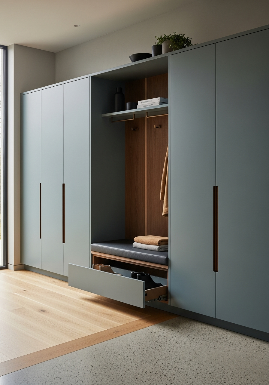 Fadior Archetype Entryway Suite — interior room context showing cabinet integration