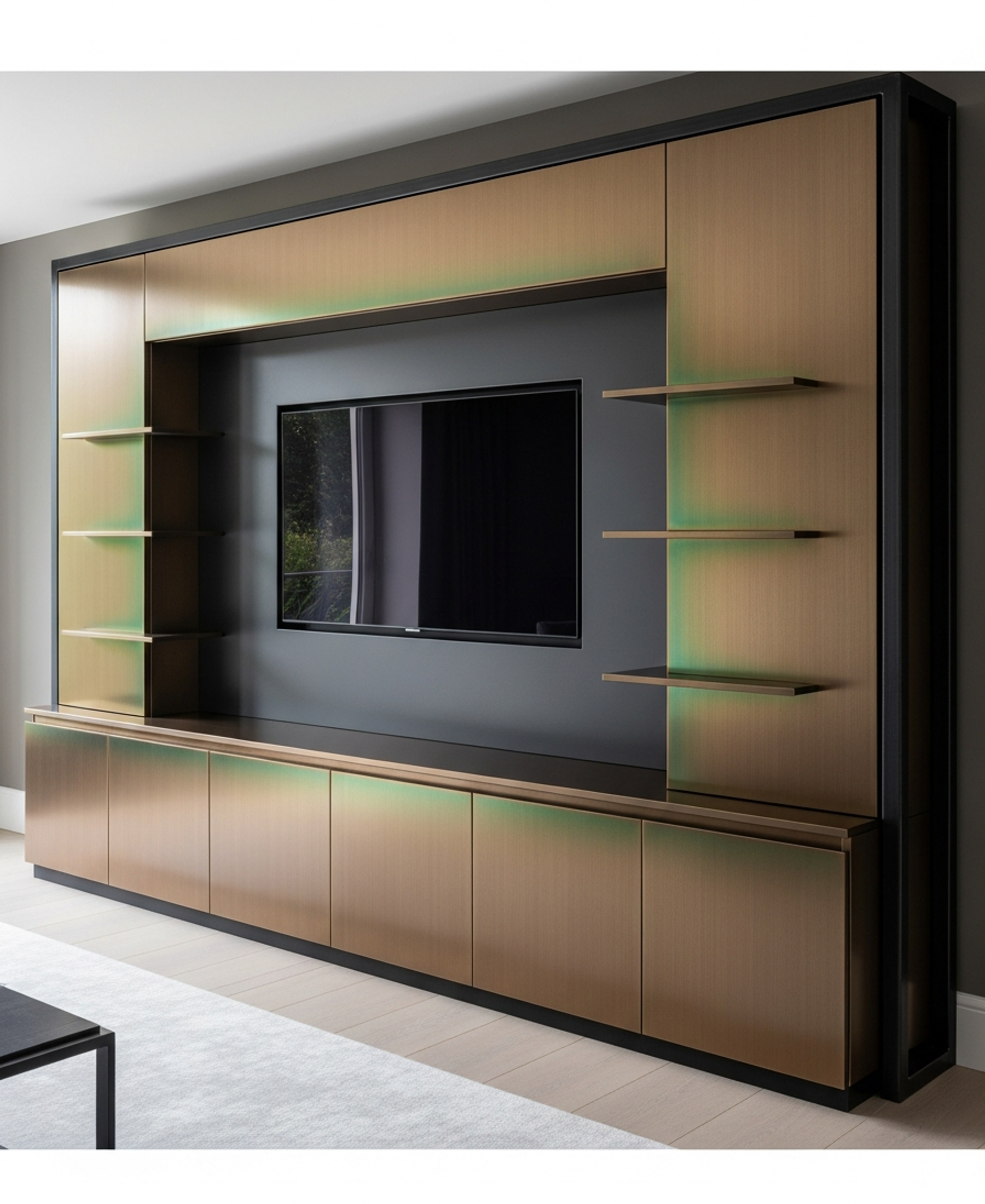 Fadior Essence Media Console — 304 stainless steel living room system, front view