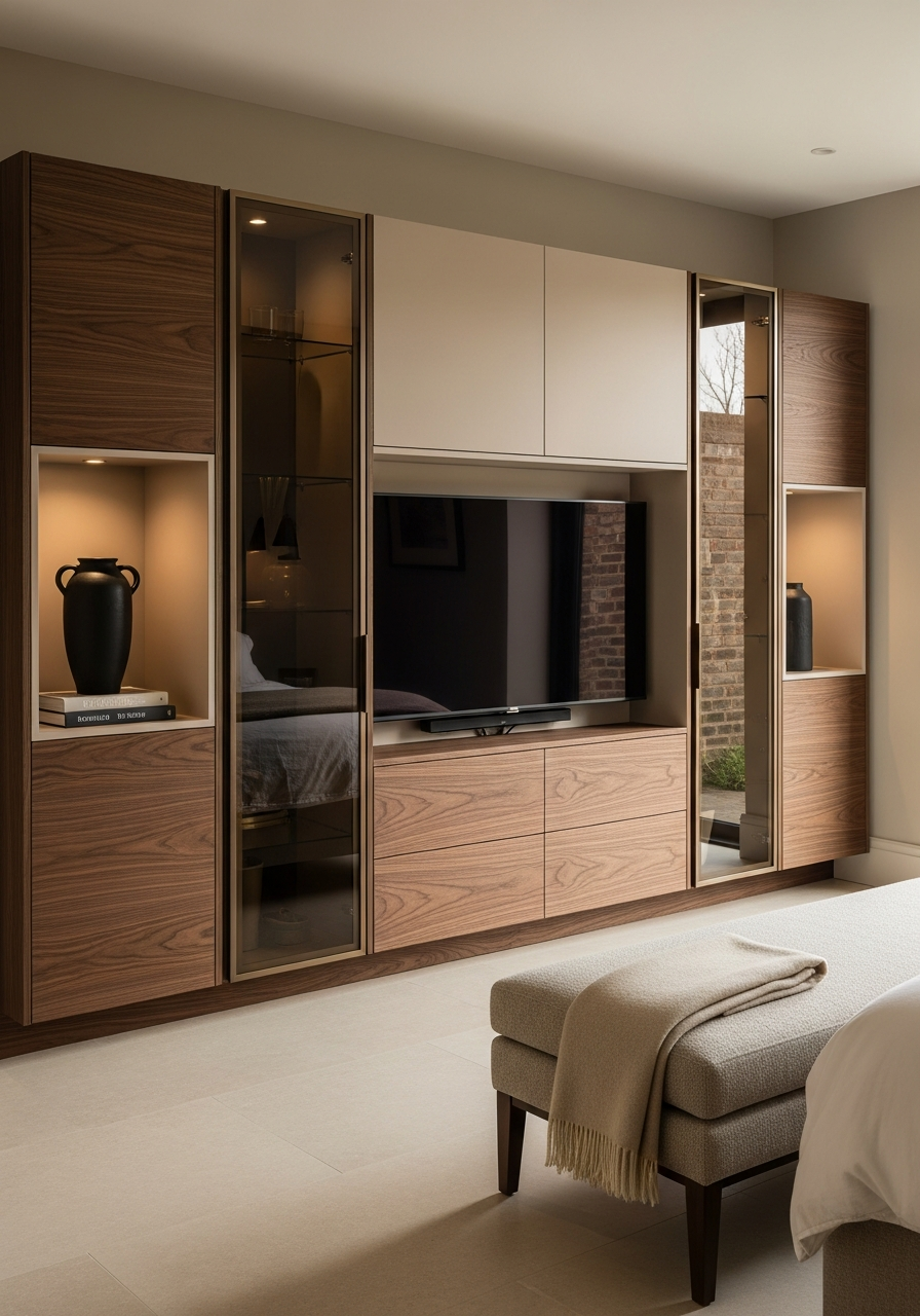 Fadior Essence Media Console — interior room context showing cabinet integration