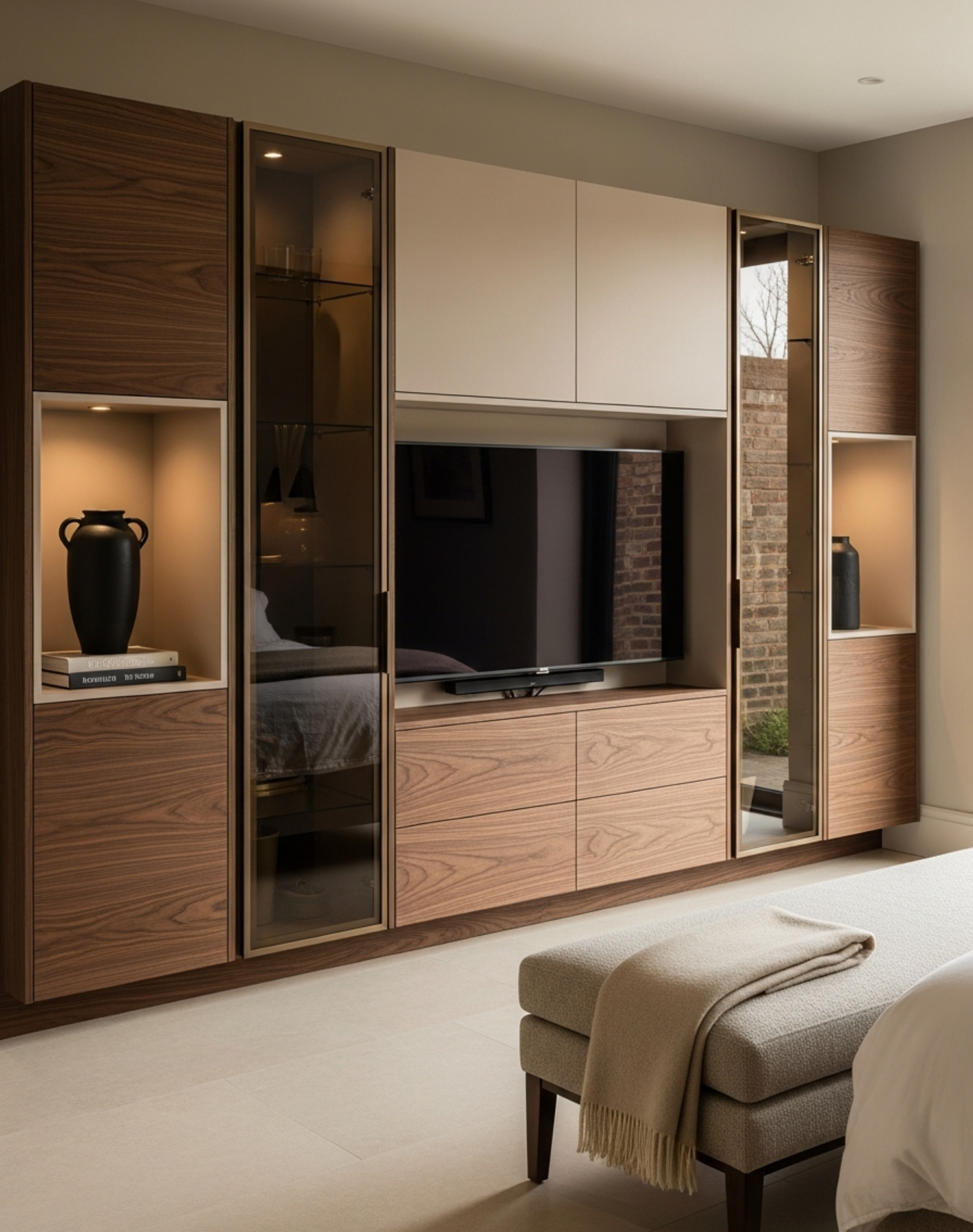 Fadior Essence Media Console — interior room context showing cabinet integration