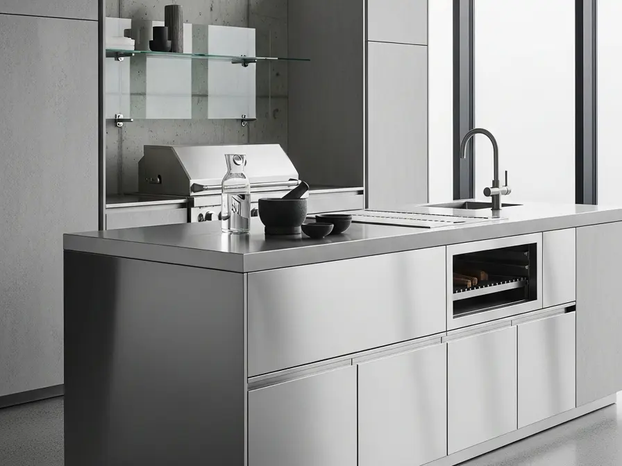 Fadior Horizon Outdoor Kitchen Suite - 304 stainless steel outdoor kitchen cabinetry with grill, sink, prep counter, weather-ready storage, and open-air use