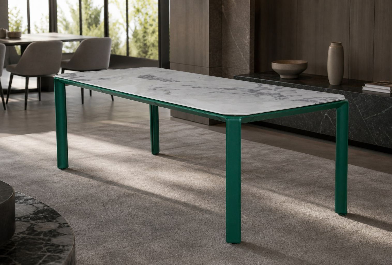 Marble Dining Table 2400*950*750H styled in a FADIOR HOME interior setting