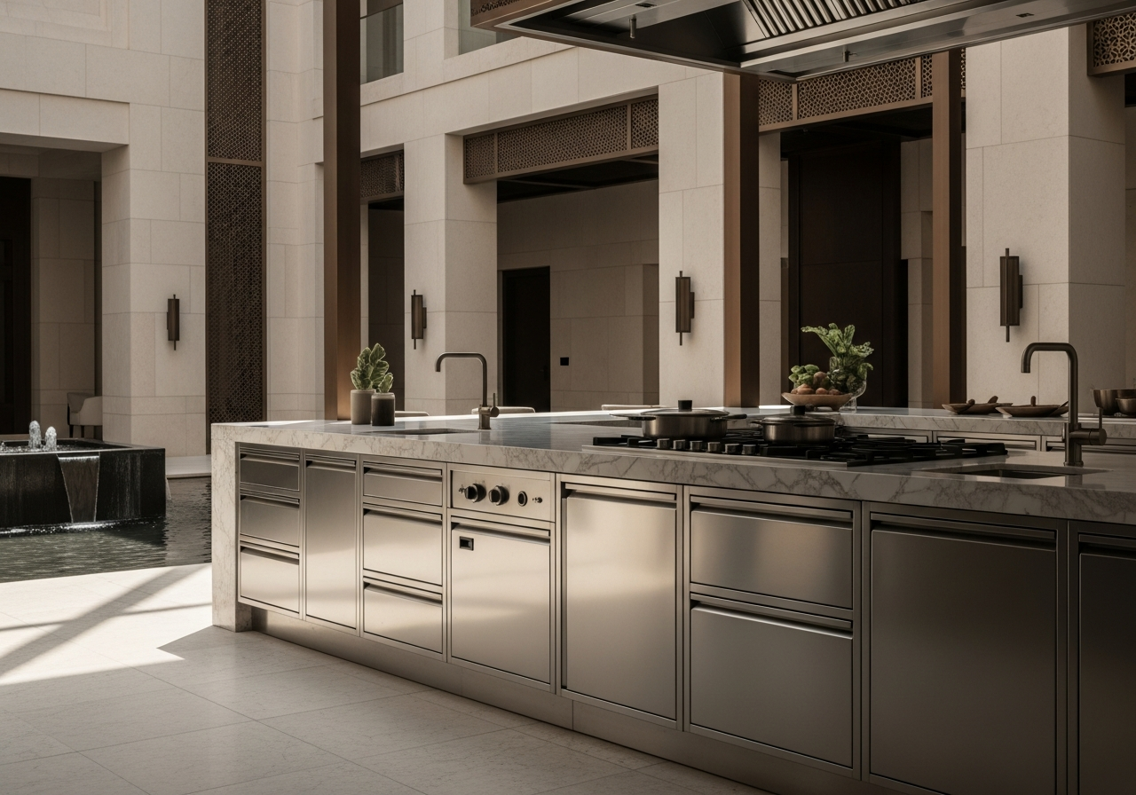 Fadior Dubai Open Set — guest-facing kitchen view