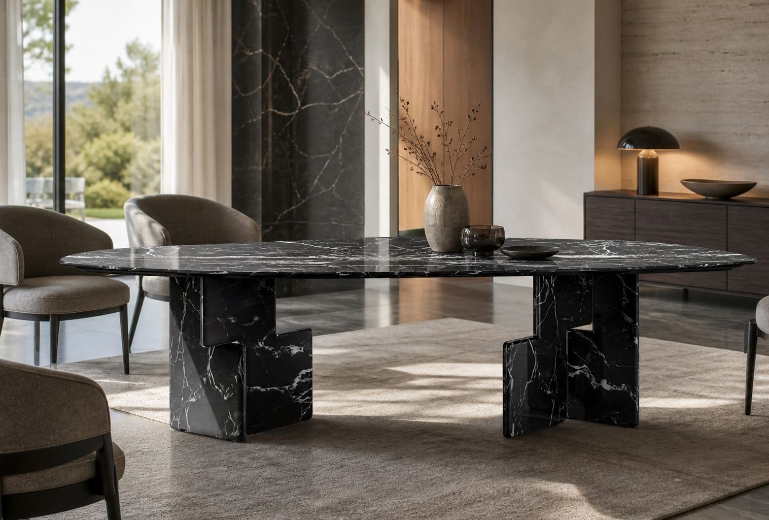 Marble Dining Table styled in a FADIOR HOME interior setting