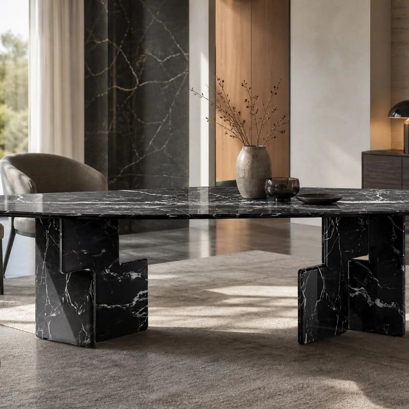 Marble Dining Table (DT-008) styled in a FADIOR HOME interior setting