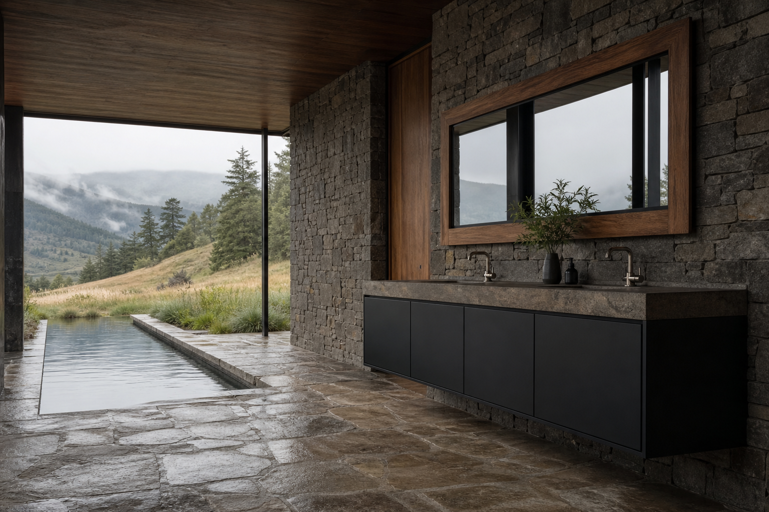 Fadior Alcove Bath and Vanity Suite with Silent Appliance Wash Gallery — lifestyle setting with natural light and