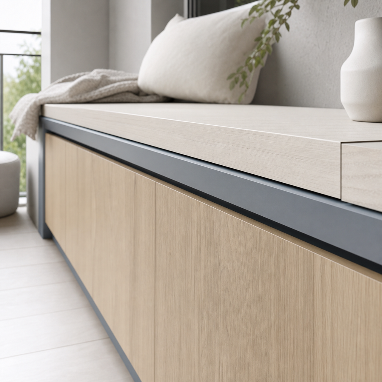Fadior Soleil Balcony Suite with Folding Citrus Tea Bar — close-up of stainless steel finish and hardware detail